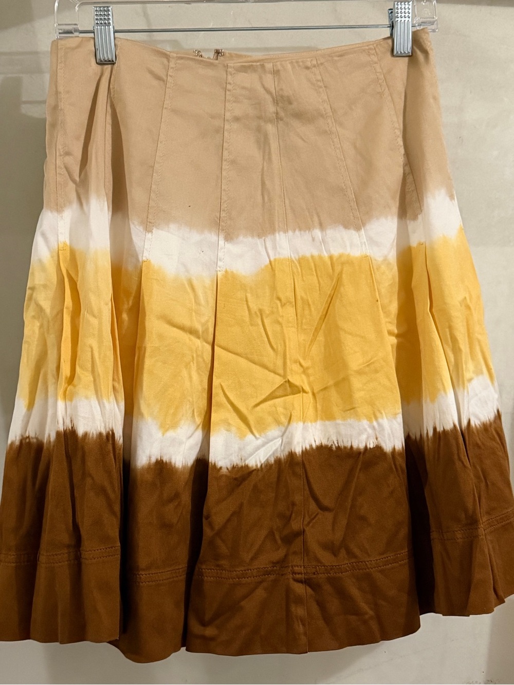 INC International Concepts Beige, Yellow & Brown A-Line Tie-Dye Skirt